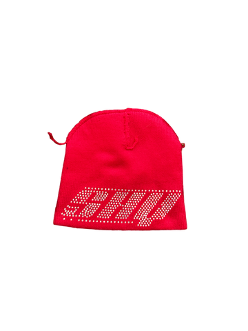 Shy Garments Rhinestone Red Beanie